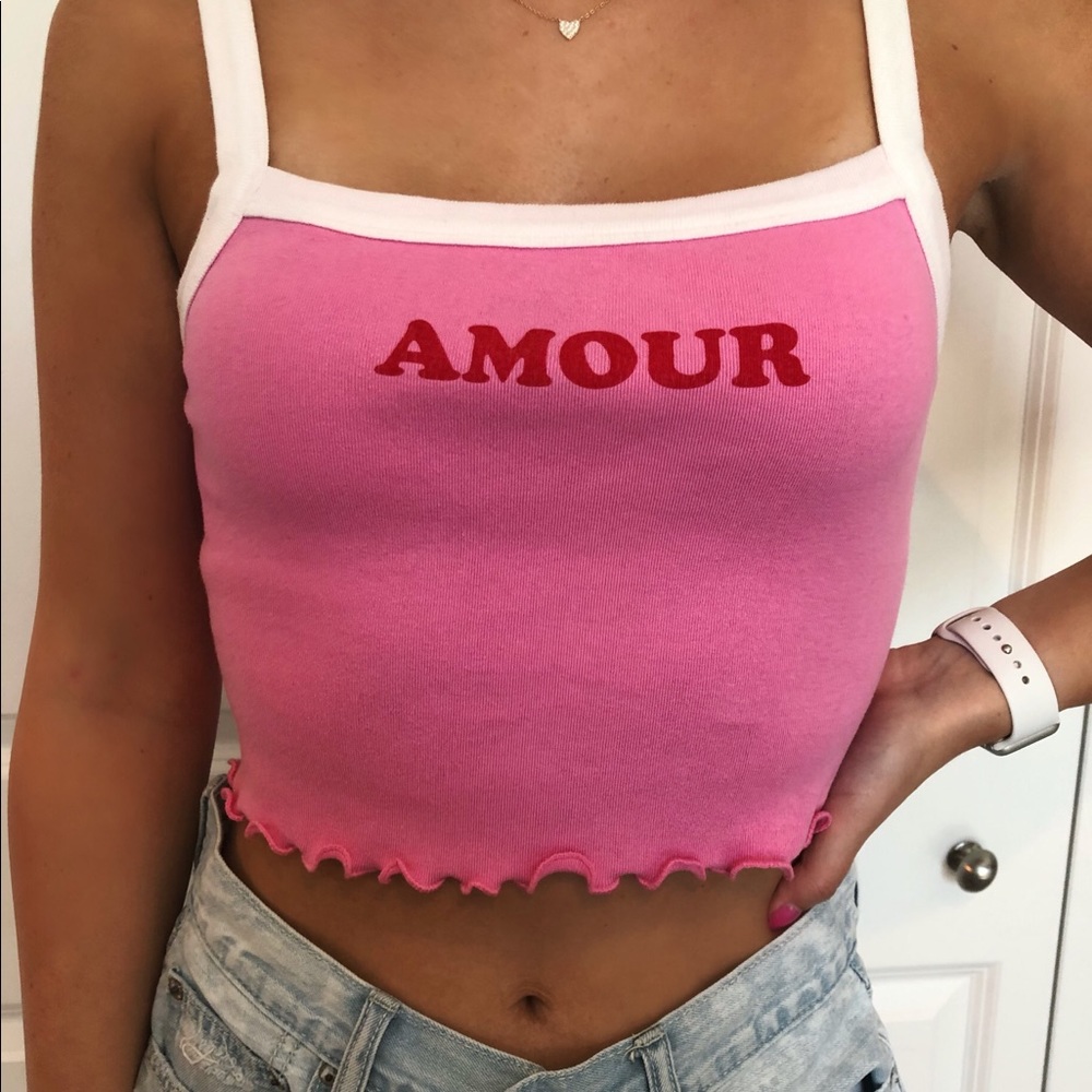 Pink Amour Ruffle Tank Top